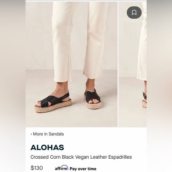 Alohas Espadrilles, Crossed Black Leather, EU size 37/US size 6.5 - Picture 2 of 16